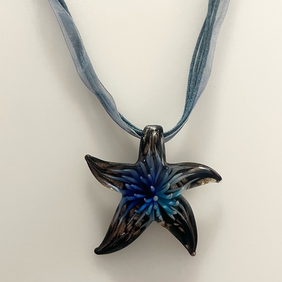 Artisan Hand Blown Star Fish Pendant Necklace - Picture 3 of 16